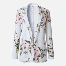 Load image into Gallery viewer, Autumn Notched Floral Female Blazer Jacket White Print Blazers Jackets For Women 2019