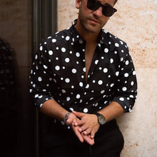 Load image into Gallery viewer, England Style Fashion Polka Dot Print Shirt Men Summer Long Lseeve Men Luxury Shirt