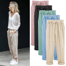 Load image into Gallery viewer, M-6XL Plus Size Women Pants Linen Cotton Casual Harem Pants Candy Candy