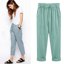 Load image into Gallery viewer, M-6XL Plus Size Women Pants Linen Cotton Casual Harem Pants Candy Candy
