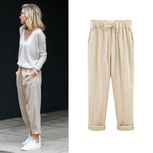 Load image into Gallery viewer, M-6XL Plus Size Women Pants Linen Cotton Casual Harem Pants Candy Candy