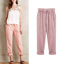 Load image into Gallery viewer, M-6XL Plus Size Women Pants Linen Cotton Casual Harem Pants Candy Candy