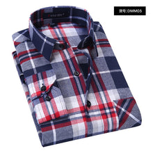 Load image into Gallery viewer, Quality Flannel Plaid Men Shirt Cotton Spring Autumn Casual Long Sleeve Dress Shirts